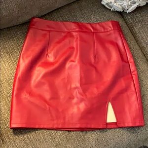 Adorable mini red leather skirt